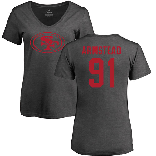 San Francisco 49ers Ash Women Arik Armstead One Color #91 NFL T Shirt->nfl t-shirts->Sports Accessory